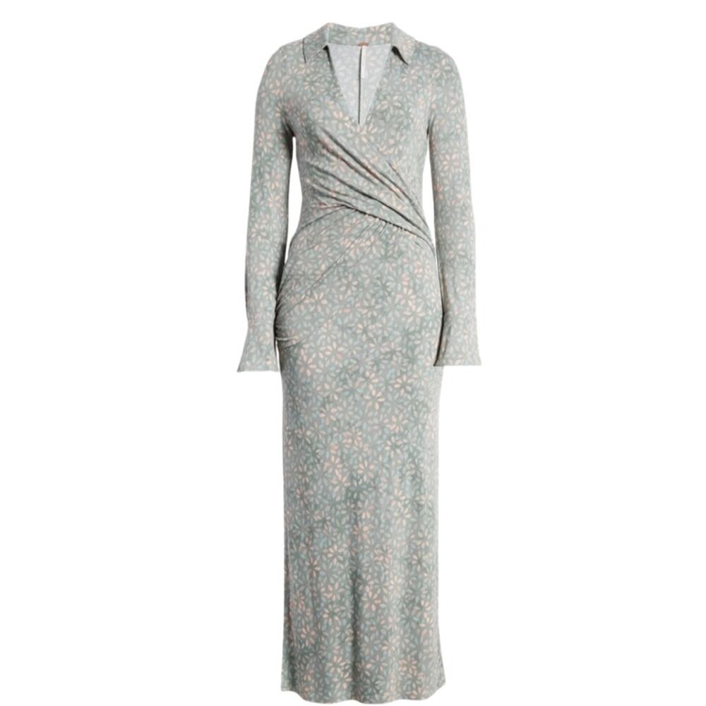 Free People Shayla Floral Long Sleeve Wrap Dress Size XS
